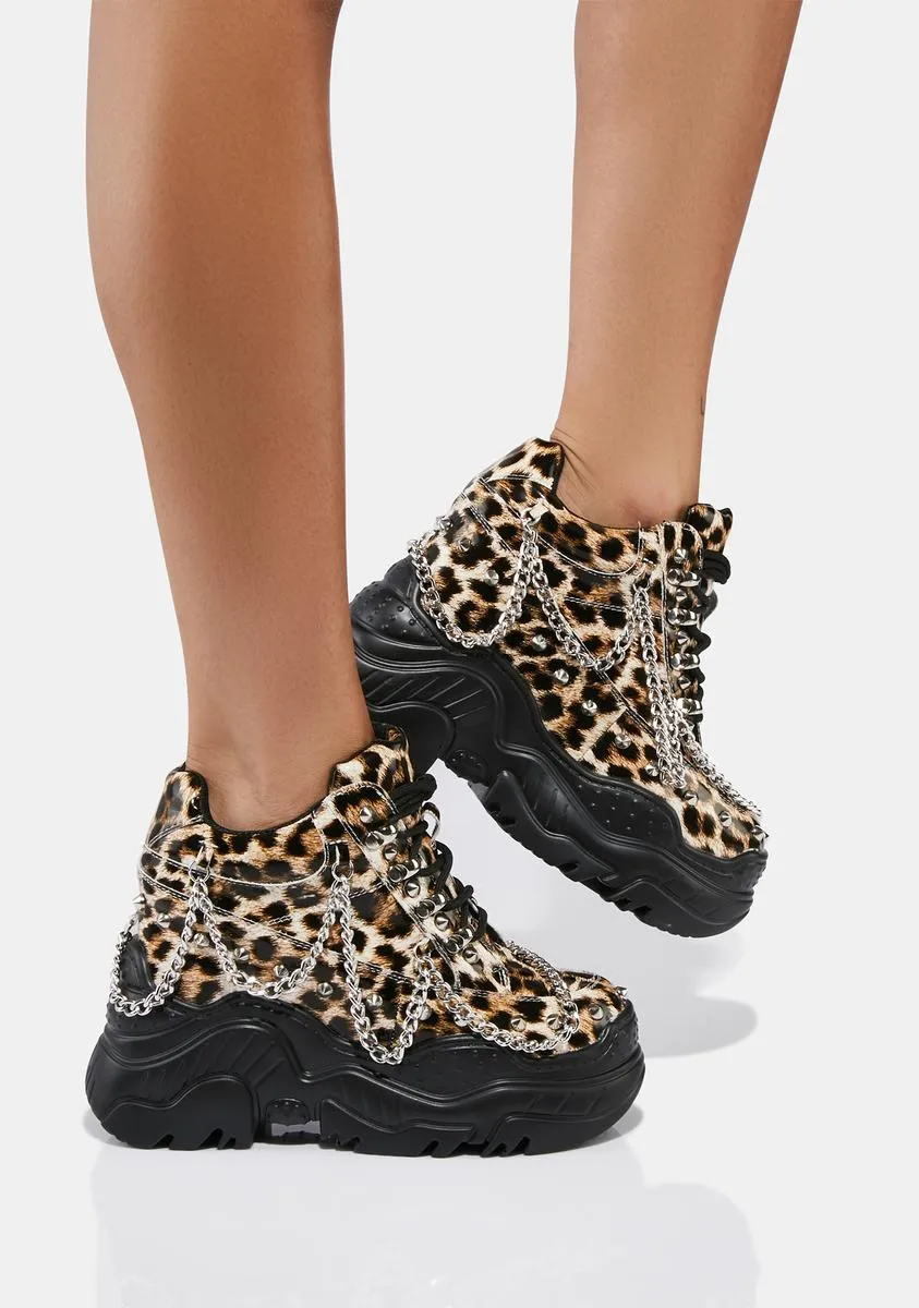 Leopard Patent Space Candy Platform Sneakers