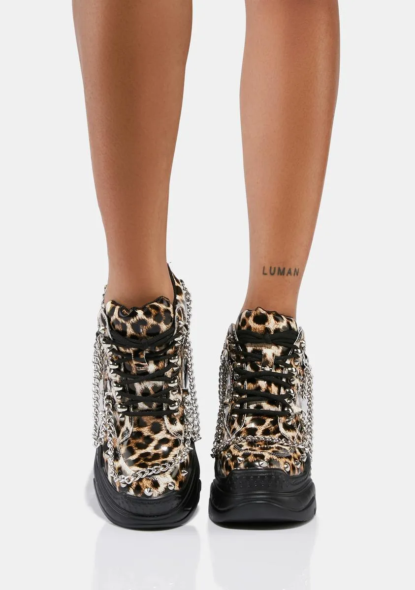 Leopard Patent Space Candy Platform Sneakers