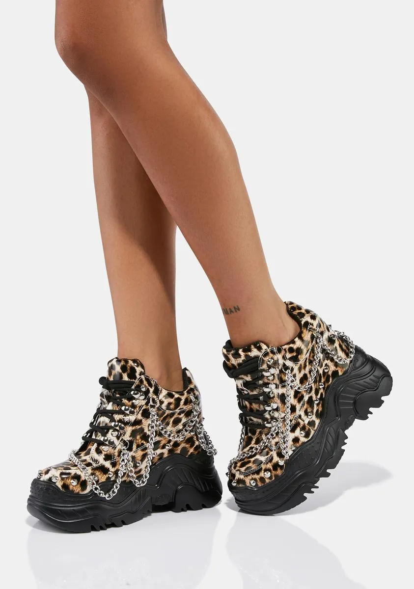 Leopard Patent Space Candy Platform Sneakers